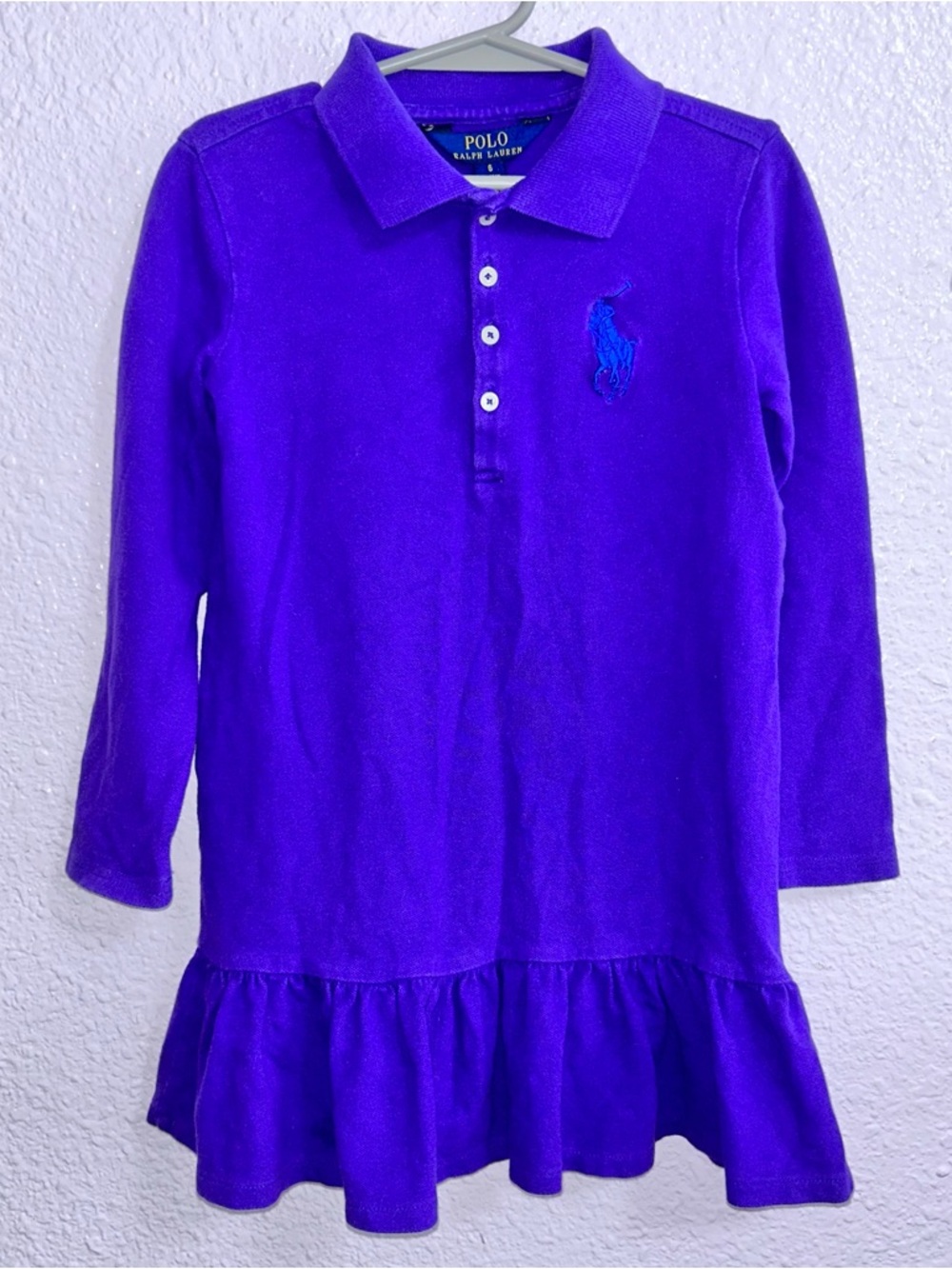 Polo by Ralph Lauren Girls' Bright Purple Long-Sleeve Polo Dress